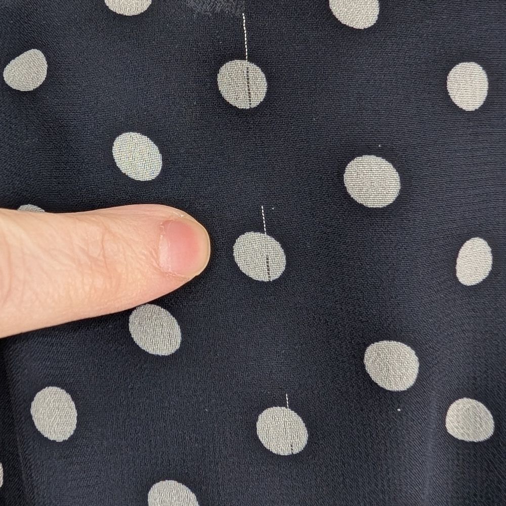 Betsey Johnson Navy Blue White Polka Dot Asymmetrical Hem Wrap Midi Dress 10 - Picture 6 of 6